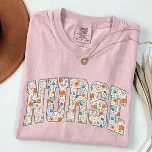 Comfort Colors Floral Nurse Shirt, Gift for Nurse, Nurse Shirt, Nurse Graduation Gift, Nursing Shirt, Retro Nurse Shirt, Nurse Appreciation Womenswear