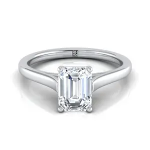 The Juliette Solitaire Engagement Ring Setting for Emerald Cut Diamonds in Platinum