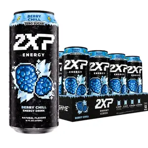 2xp Energy Drink | Berry Chill | Zero Sugar Carbonated Energy Drink | 200mg Natural Caffeine With 2x Nootropics | 16Fl Oz (12 pack)