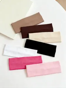 7pcs Headband Set Simple Solid Color Knitted Hair Bands, Soft Fabric Headbands for Daily Use, Casual Parties, Sports, Commuting, Outdoor Activities