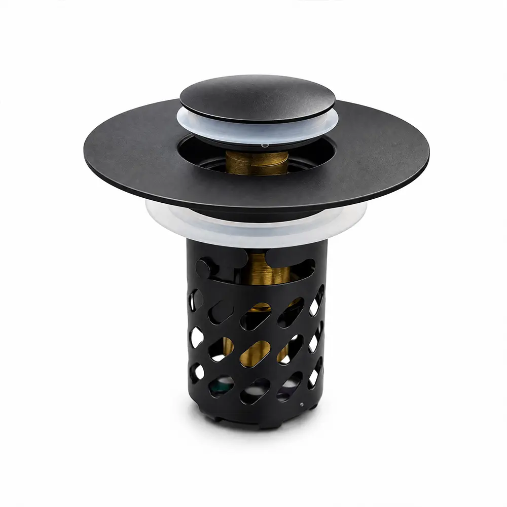 Upgraded 3 in 1 Bathroom Sink Drain Stopper Universal Pop Up Sink Plug with Removable Anti Clogging Filter Basket Solid Brass Core Stainless Steel Wash Basin Strainer for 1.1 to 2.36 Inch Drain Holes