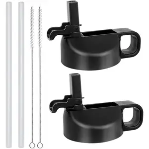 Straw Lid for 12 32 40 64 oz Wide Mouth Water Bottle,  Compatible with   Water Bottle Lid Top Straw Cap-Dust Cover Design
