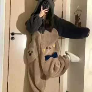 1pcs Women's Cute Cartoon Bear Hoodie Dress, Unicorn Design Winter Role Play Onesie, Christmas Party Casual and Pajamas