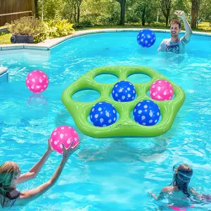 Hexagonal Inflatable Beach Pool Toy Set, Includes Hexagon and 7 Colorful Balls, Perfect for Pool, Beach, Outdoor Games, Party Fun, Water Playset