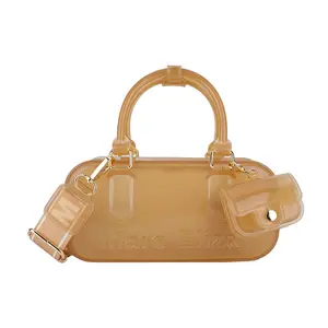 2025 New Korean Style Dopamine Pink PVC Jelly Shoulder Bag for Women Soft Handheld Pillow Bag Trendy Summer Purse
