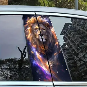 Majestic Lion Cartoon Car Decals - Waterproof & Scratch-Resistant PVC Stickers for Glass, Metal, Plastic & More - Perfect for Vehicle Exterior Customization