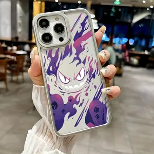 Creative Purple Monster Phone Case Suitable for Iphone 16, 15, 14, 13, 12, 11 Pro Max, X, XR, XS Max, 8, 7 Plus, Luxurious Transparent Soft Back Cover.