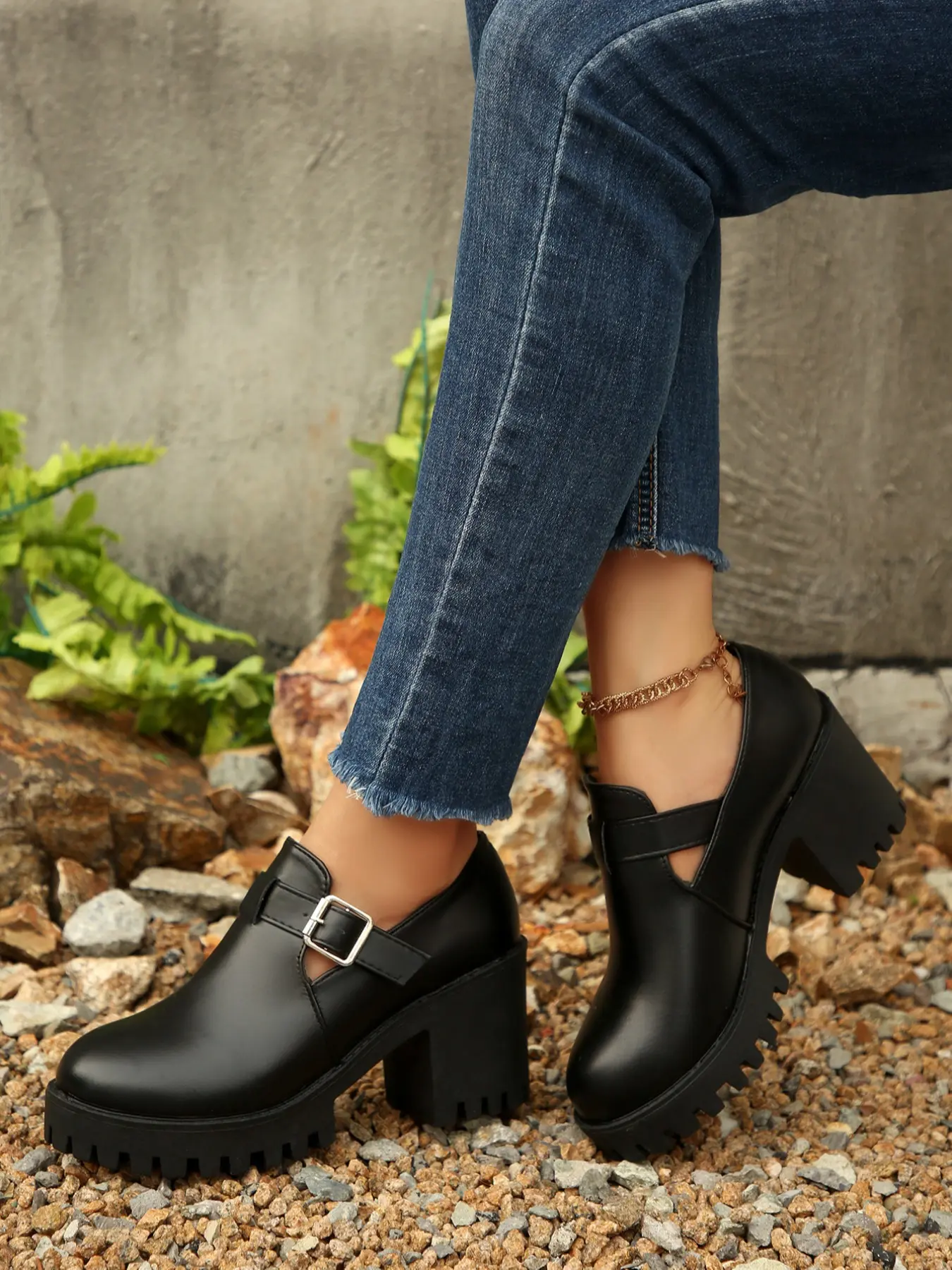 Women's Thick Sole Rubber Casual Single Shoe, Fashionable Comfort Soft Bottom Loafers, Slip-On High Heel Shoes for Running Outdoor Beach, Slip On Platform Rubber Slip Ons, Summer Casual Shoes, Black