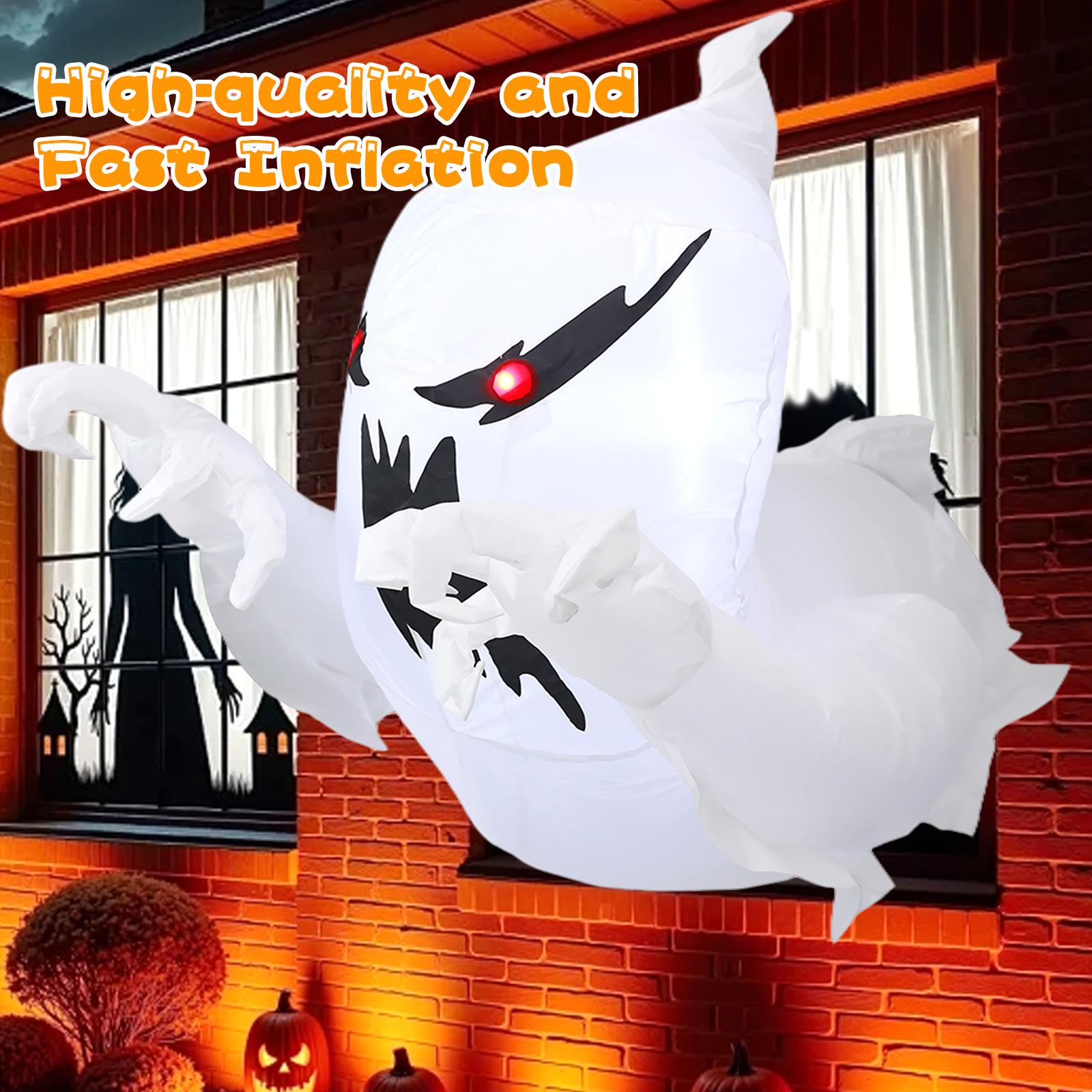 3.3Ft Halloween Inflatables Ghost Decoration with Built in Lights, Ghost Break Out from Window Blow up Ghost Window Decoration for Outdoor Indoor Home Garden Lawn Party Decor