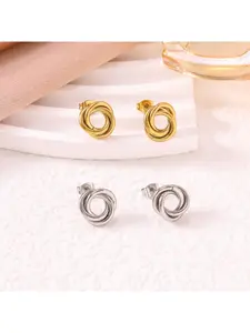European and American Personalized Trend Stainless Steel Knot Earrings Vacuum Plated Three-in-One Twisted Hoop Earrings