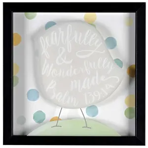 360 Stand Wooden Shadow Box Wall Art - 10x10 in MDF Frame, Bird Motif, Glass Cover, Hanger, Box Packaging, Shadow Effect, Fearfully & Wonderfully Home Decor Poster Print (FRMWDBL-1010-13), Hanging