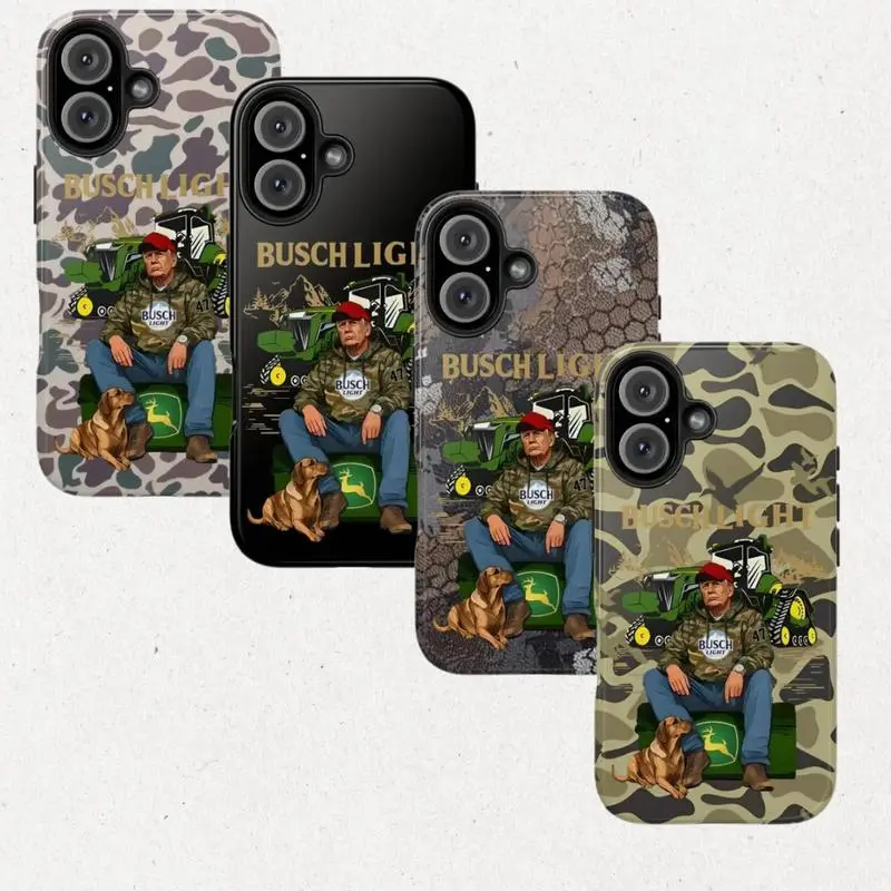Busch Light Trump Tractor Farmer Hunting Camo Phone Case – Waterfowl Outdoor Aesthetic | Durable Protective Accessories | Compatible With iPhone 11–17