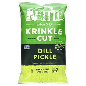 Kettle Foods Krinkle Cut Potato Chips, Dill Pickle, 5 oz (141 g)