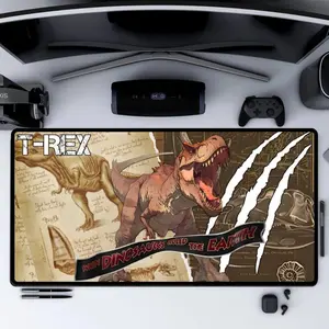 T-Rex Dinosaur Mousepad Scientific Sketch Desk Mat Prehistoric Gaming Pad, Paleontology Gift for Dino Lovers Jurassic Vibes Desk Decor