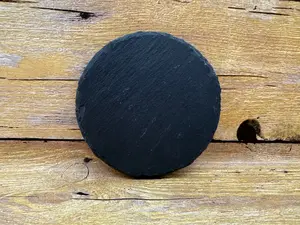 Personalized Black Slate Stone Coasters | Round and Square 4 Pack