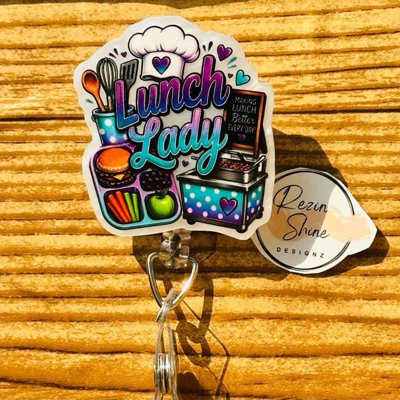 Lunch Lady White Badge Reel Lunch Lady White Badge Reel