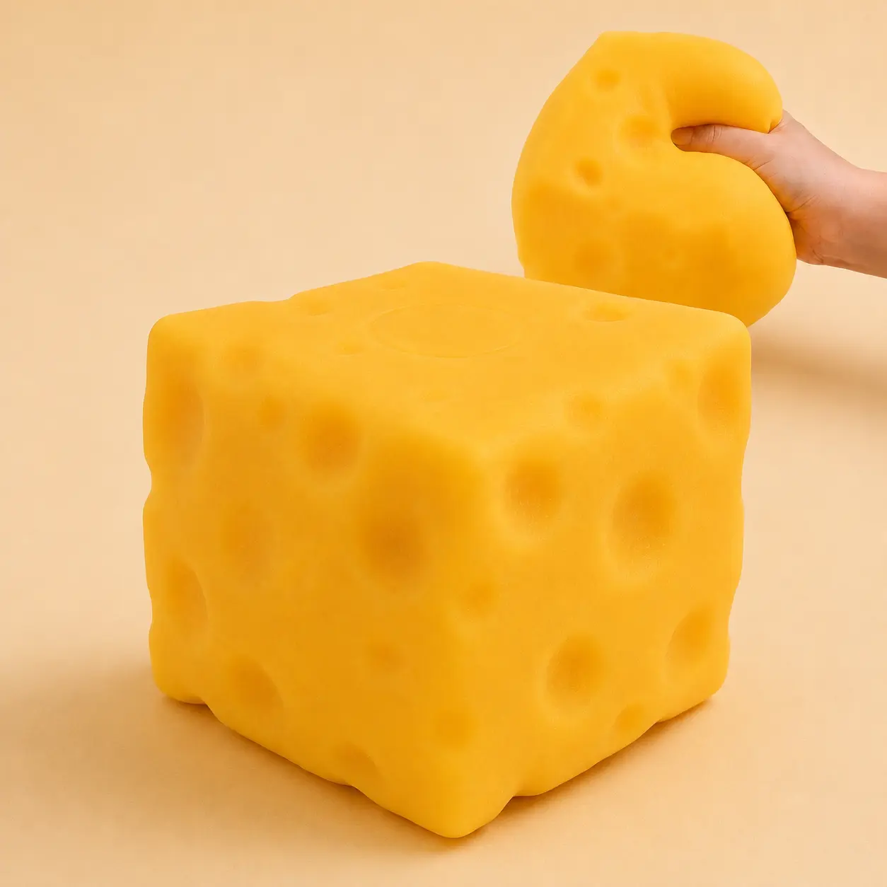 Jumbo Cheese Squishy, Unisex Slow-Rebounding TPR Fidget Stress Relief Toy, Soft Moldable Squishy for Kids Relaxation & Relaxing ASMR (Squishies Toys Category), Anxiety Relief
