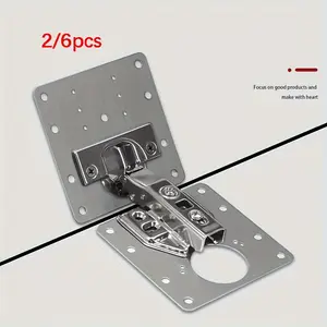 2/4/6pcs Cabinet Hinge Repair Kit: Easily Fix Kitchen Cupboard Doors with Flat Brackets & Holes!