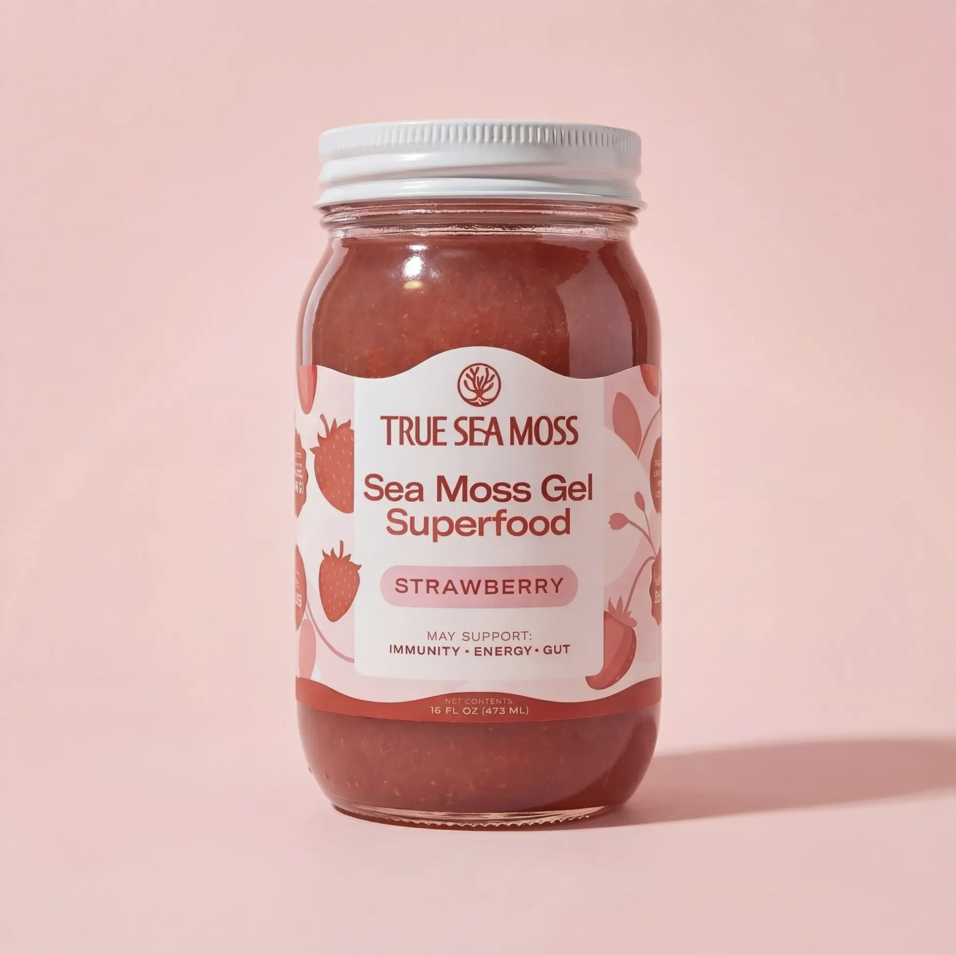 True Sea Moss Strawberry Irish Sea Moss Gel – Rich in Essential Minerals & Vitamins – supports overall vitality