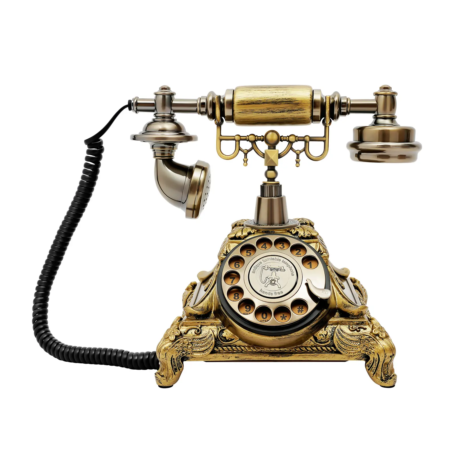 Vintage Rotary Telephone Landline Retro Dial Phone with Noise Canceling HD Call for Home Office Cafe Hotel Decoration Bronze
