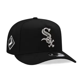 New Era Chicago White Sox 9FORTY A-Frame Snapback Cap – Black Edition Adjustable Curved Brim Baseball Hat with Embroidered Logo, MLB Streetwear Cap for Men Women