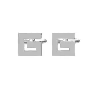 Stately Steel Men's Stainless Steel Greek Key Cufflinks