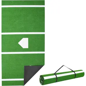 Father's Day Gift VEVOR Baseball/Softball Batting Mat with Home Plate - Anti-Fade Turf, Portable Hitting Trainer for Cage/Indoor/Outdoor Practice Green