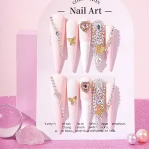 10PCS Handmade Press On Nails Fake Nail Tips Extra Long Square Nail Supplies Include Nail Tool Buffer Jelly Gel Stickers Y2K Diy Nail Art DIY Diamond Shining Elegant Luxury Design Glittering Fake Nails
