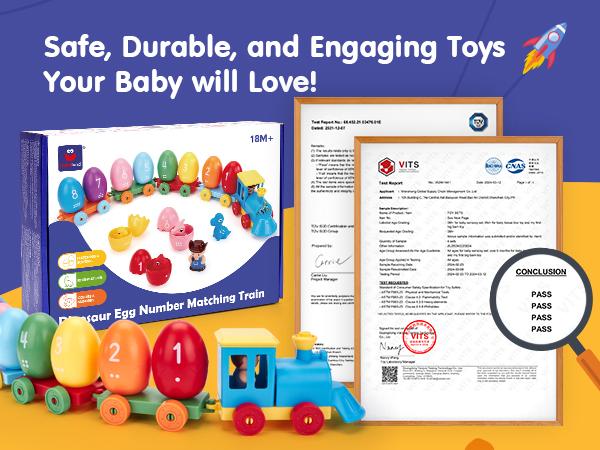 hahaland Easter Dinosaur Egg Number Matching Train - Dinosaur Easter Egg Stacking Train, Counting Sorting Fine Motor Skills Toy,Dinosaur stickers,Birthday Easter Gifts for Toddlers 18+ Months