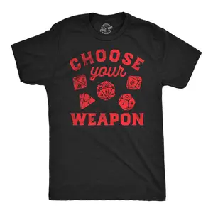 Mens Funny T Shirts Choose Your Weapon Sarcastic Role Playing Dice Graphic Tee for Men Mens Funny T Shirts Cool Vintage Fashion T-Shirt Gift Classic Menswear Sarcastic Apparel for Men Funny Nerd Short Sleeve Black -