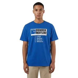 Men's Blue Heather The Office Dunder Mifflin Graphic Tee T-Shirt