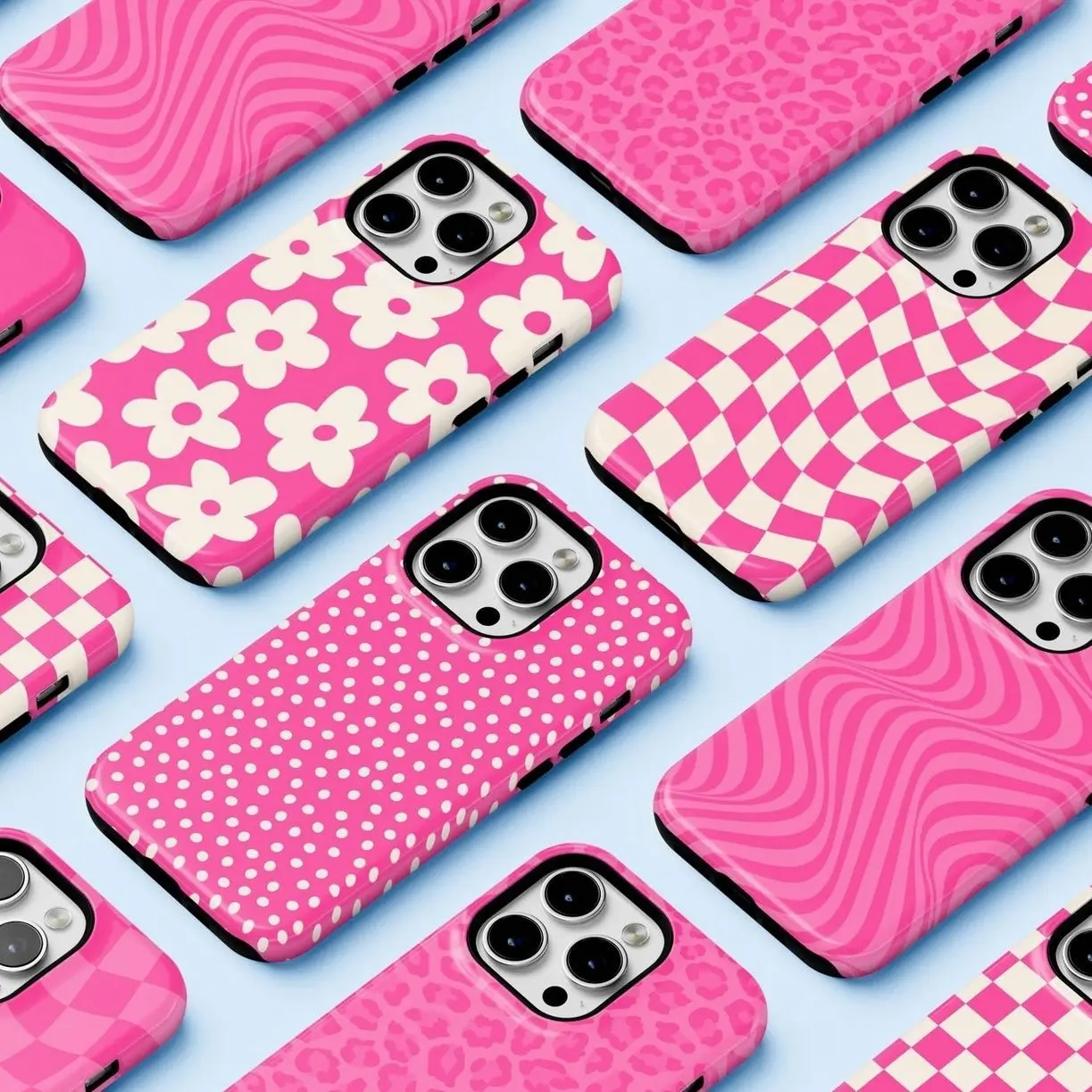 Hot Pink iPhone Cases | Floral, Polka Dots, Wavy Checkers, Solid Leopard Cheetah Print
