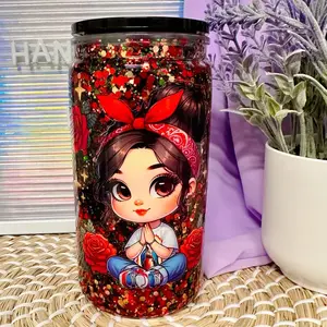 Chicana Girl Snowglobe plastic cup