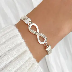 Fashionable and elegant infinity symbol shiny bracelet, suitable for everyday Valentine's Day gifts