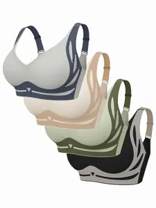 Women's Wireless Bra Set, Everyday Bras, Colorblock Design, Medium Support Lining, Perfect Fit & Fashionable, Ideal Gift for All Seasons