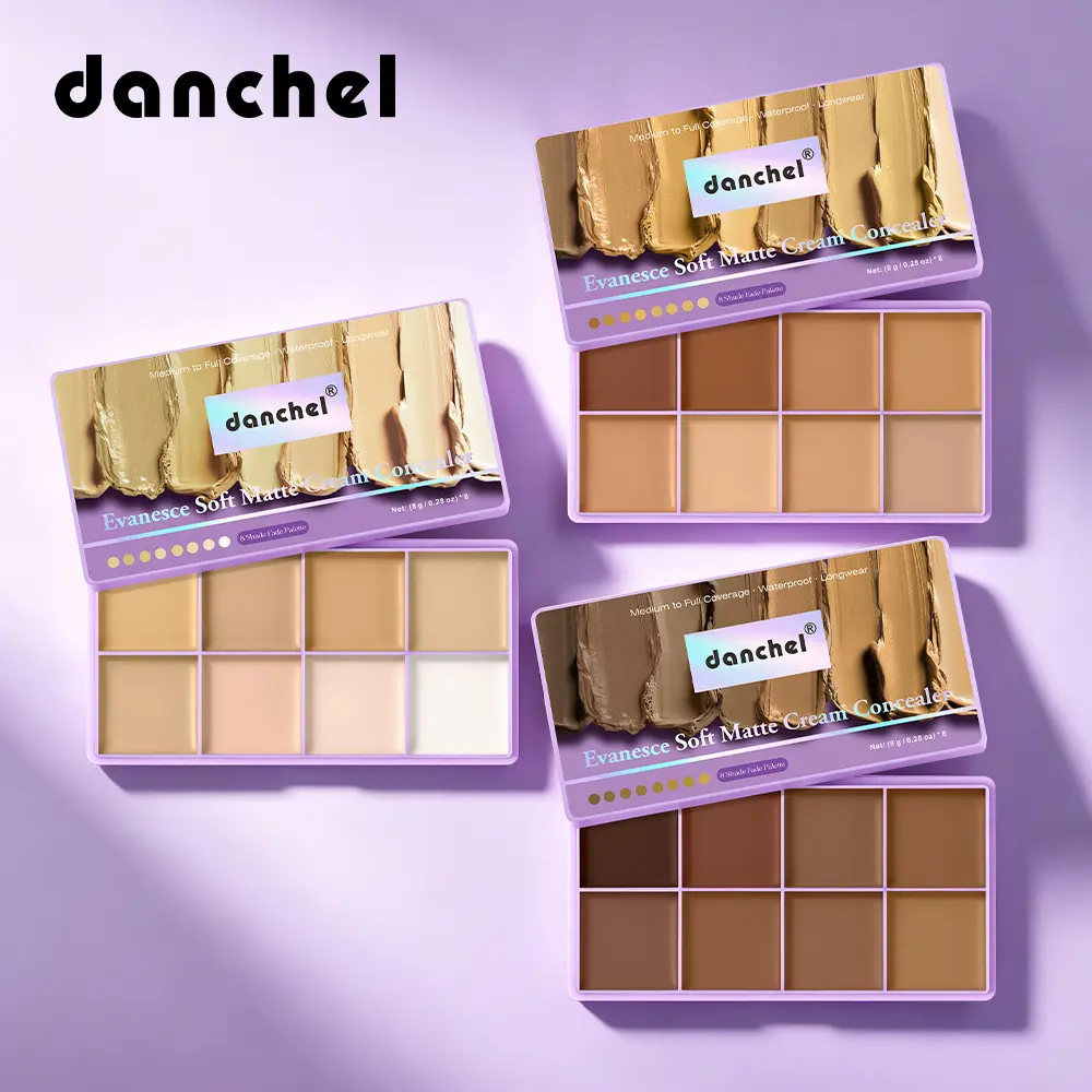 8-Color Matte Finish Concealer Palette, Color-Correcting, Contour & Highlight, Waterproof, Covers Dark Tattoos, Ideal for Daily Commute, Full-Coverage Face Makeup