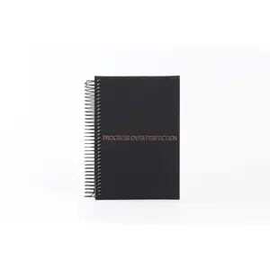 Progress over Perfection Notebook - Black PU Leather with Rose Gold Foil Stamping spiral notebook stationery lover achieve goal