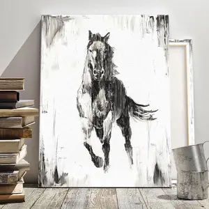 Horse Running Pattern Canvas Painting with Frame, 1 Count Modern Animal Pattern Wall Art, Wall Decor for Home Living Room Bedroom Office, Ornaments