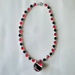 Trinidad & Tobago Flag Beaded Rear View Mirror Charm Handmade Car Accessory with Red Black and White Beads