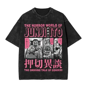 valentine shirts Mens T-Shirt Junji Ito Ongoing Tale Pink Edit Washed T Shirts Fashion  Summer Tee Shirt Y2K Retro Print Cotton Clothes Gift