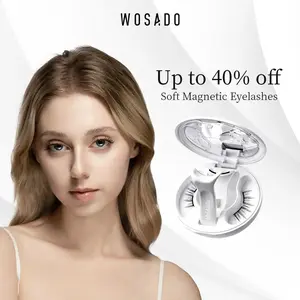 Wosado Soft Magnetic Eyelashes #17 Ice Black All-in-One Box, Reusable, Glue-Free, Waterproof, Lightweight, Natural Style Makeup Cosmetic