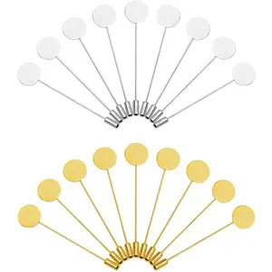60Pcs Flat Round Tray Lapel Pin,Stainless Steel Safety Pins Stick Pins Brooch Pin Needle Suit Tie Hat pin Scarf Badge for DIY Costume Jewelry Making Accessories