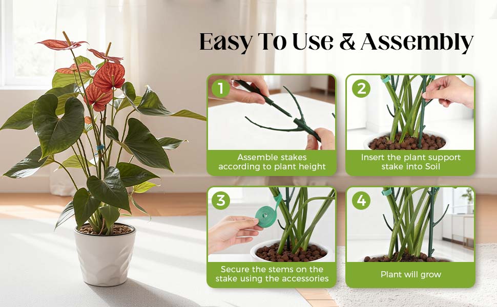 Stackable Monstera Plant Support Stakes – 10 Pack Durable Climbing Plant Support for Indoor & Outdoor Potted Plants, Garden Stakes for Pothos, Philodendron & Vine Plants