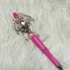 Fancy Beadable Pen With Bat Design Topper