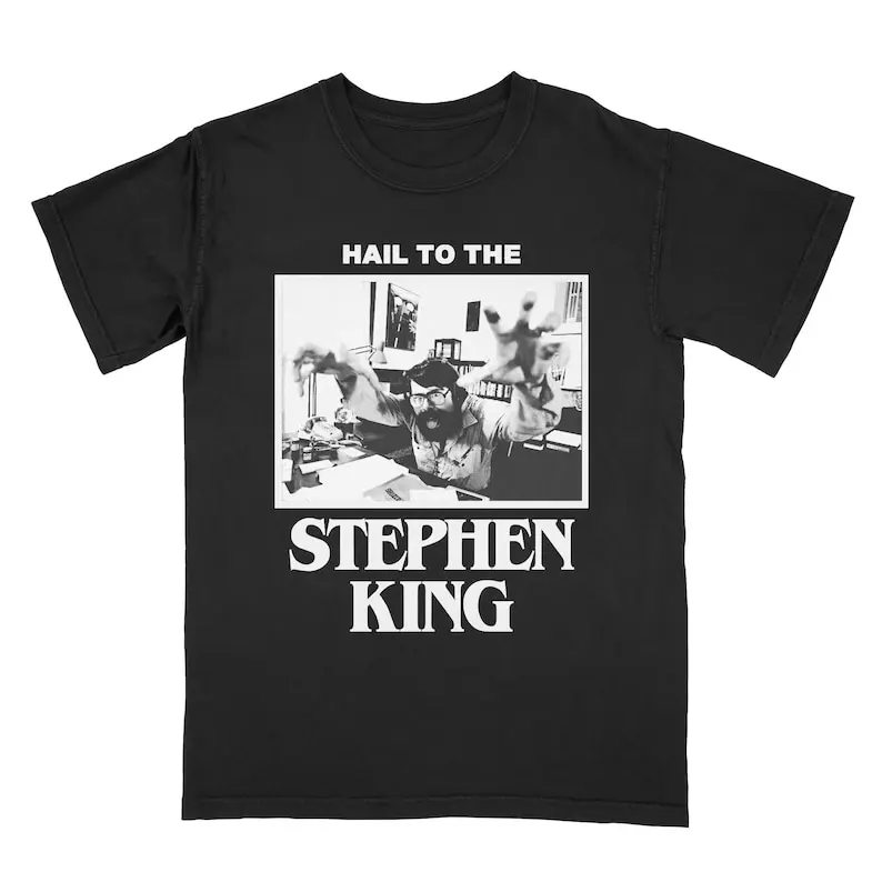 Men's Stephen King Print Tshirt - Natural Cotton, Shortsleeve, Round Neck Menswear Basic Casual Top, Fabric, Graphic, Soft, Tee, Classic, Stylish, Foldable, All Seasons, Graphic Print, Crew Neck, None, Fancy, 3Xl