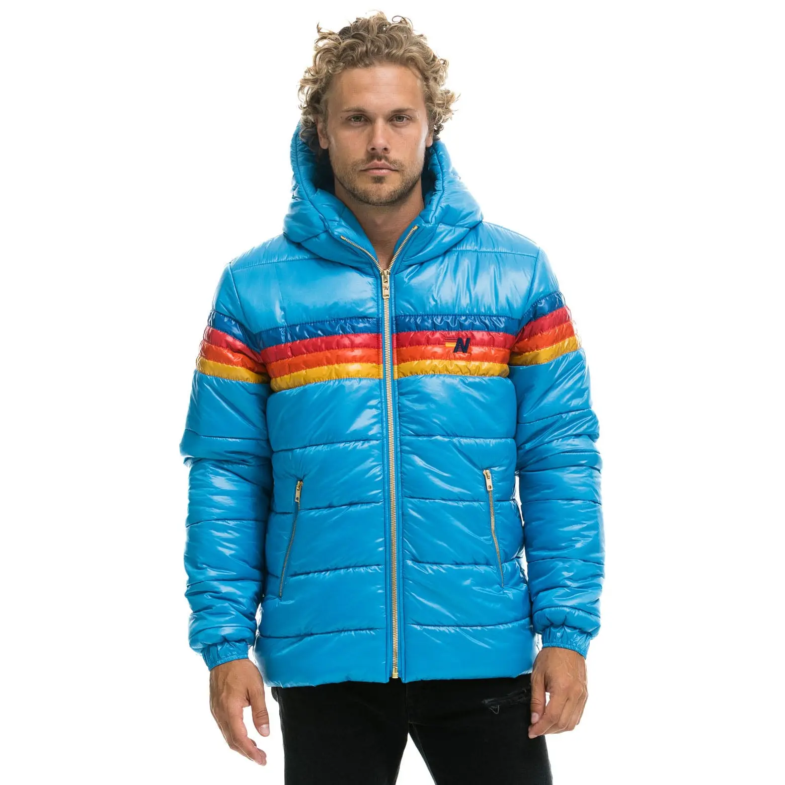 4 STRIPE LUXE TREKKER JACKET - GLOSSY OCEAN
