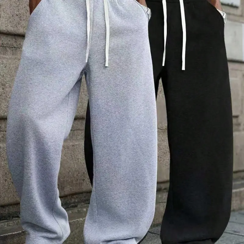 2-Pack Men’s Ultra-Soft Wide-Leg Sweatpants for Fall/Winter – Loose Fit Drawstring Athletic Joggers, Breathable Drapey Casual Pants for Running, Fitness, and Basketball, Versatile Men’s Pants