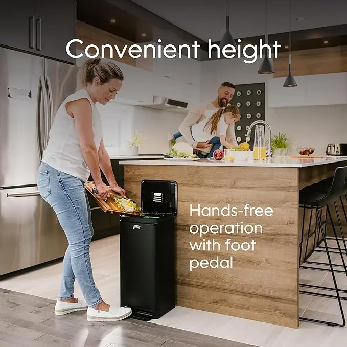 Compost Genie 3.6 Gallon Hands-Free Kitchen Compost Bin – Odor-Control Food Scrap Bin with Compostable Bags