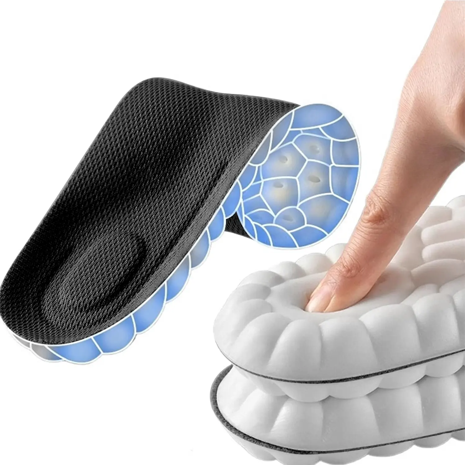 3 Pairs Per Pack Premium 4D Cloud PU Insoles Featuring Memory Foam Comfort, Enhanced Arch Support & Thick Shock-Absorbing Structure, Breathable & Soft for Prolonged Standing, Outdoor Sports & Everyday Foot Comfort 3 Pairs Per Pack Premium 4D Cloud PU Insoles Featuring Memory Foam Comfort, Enhanced Arch Support & Thick Shock-Absorbing Structure, Breathable & Soft for Prolonged Standing, Outdoor Sports & Everyday Foot Comfort