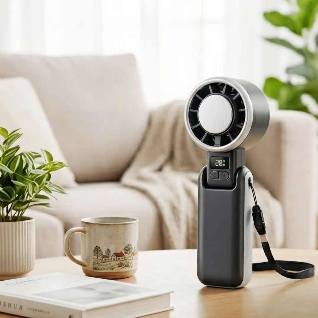 Ice Cooling Fan - 3-in-1 Cordless Rechargeable Personal Cooling Fan, Type C USB Rechargeable Mini Sized Handheld/Desk Device, 5-Speed Turbo Wind, Quiet Hands-Free for Office & Travel